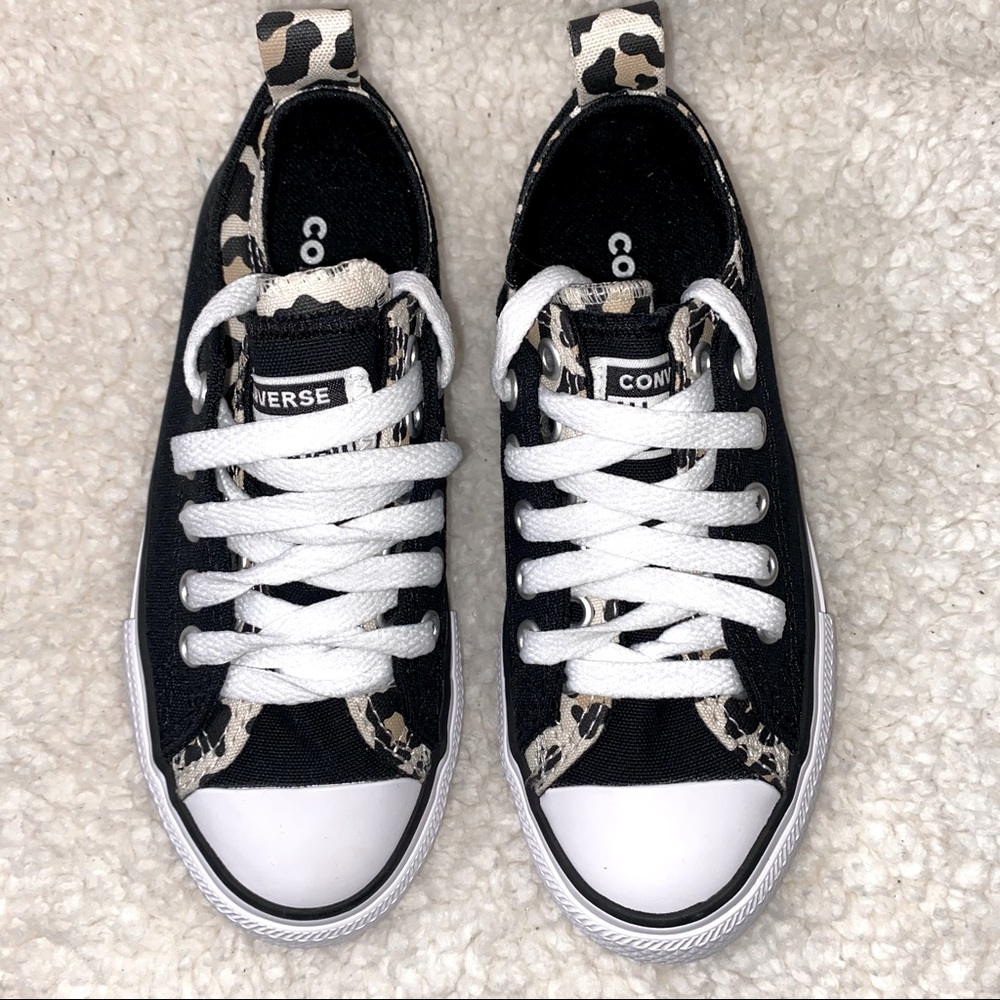 Converse Black/Tan Leopard Girls Size 2
